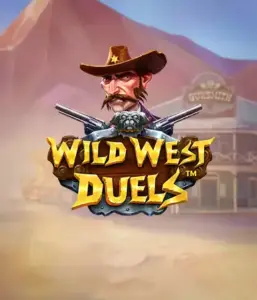  Иллюстрация слота "Wild West Duels" от Pragmatic Play, на котором изображён суровый персонаж в шляпе с двумя пистолетами. На заднем плане нарисована пустынная местность с типичным салуном. Идеально подходит для любителей вестернов и игровых автоматов.